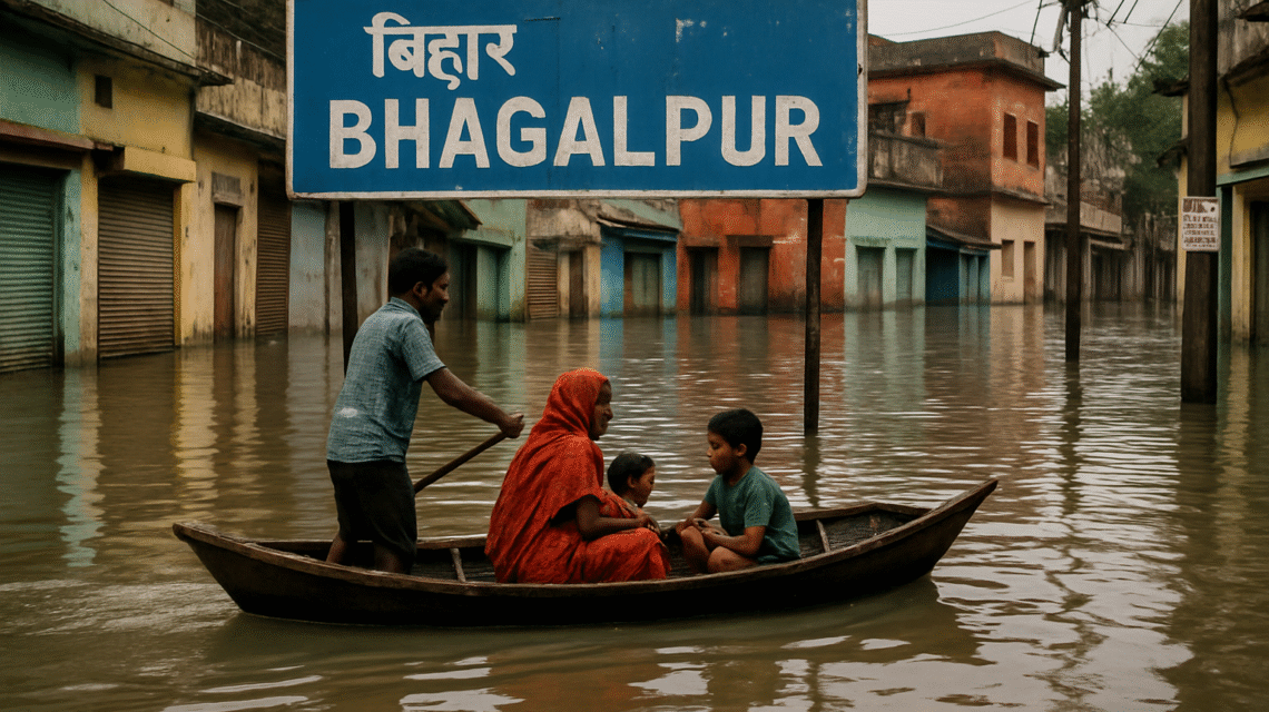 Bhagalpur-ganga-flood-naugachia-embankment-collapse-30-houses-submerged bihar rozana flood